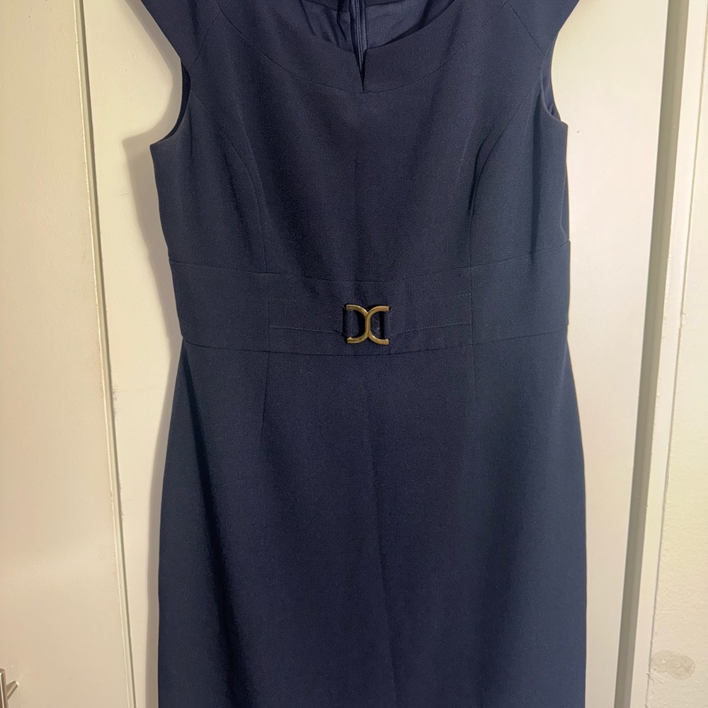 Tahari Midnight Blue Midi Dress